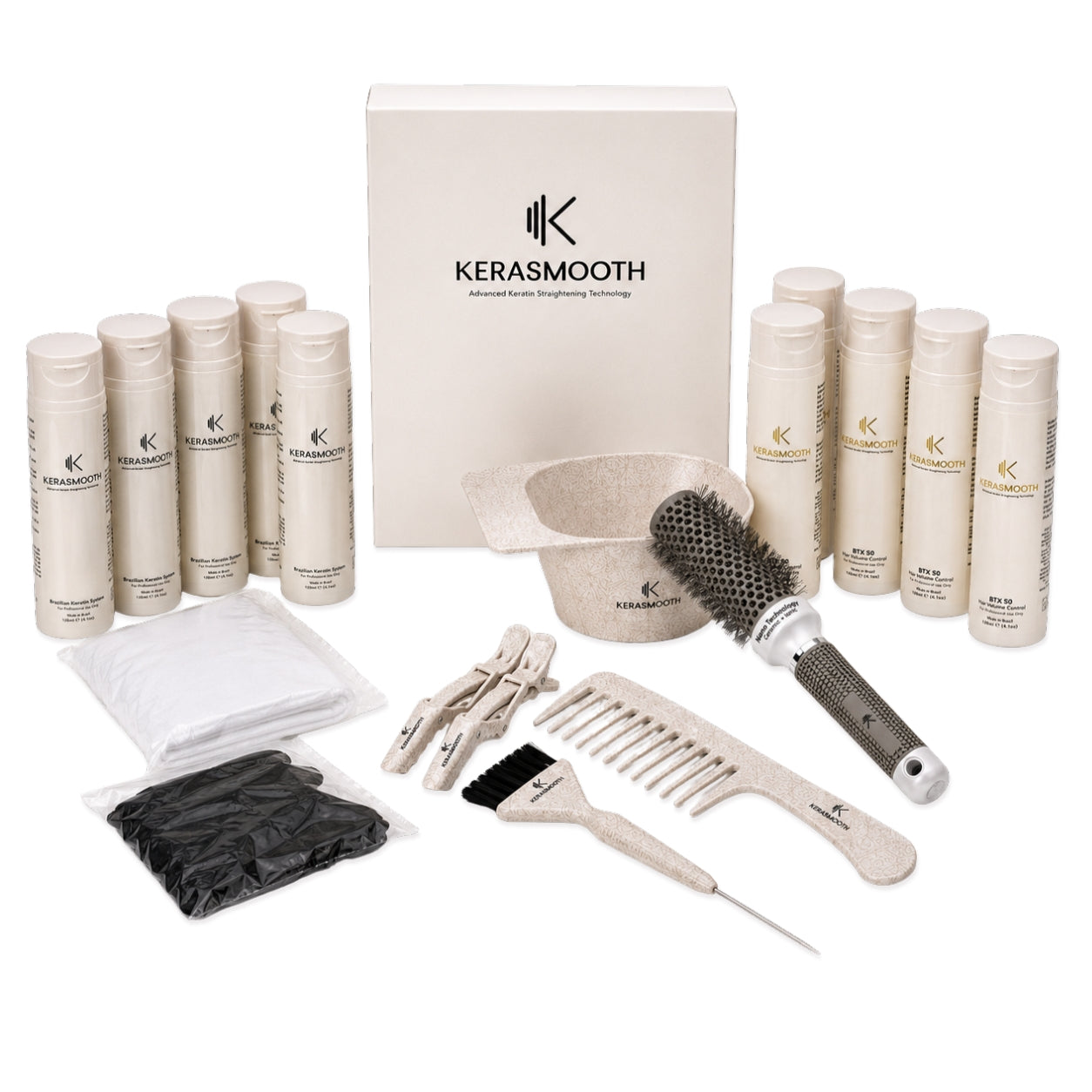 Kerasmooth Keratin Straight System and BTX 50 Frizz Control Bundle (5+5)