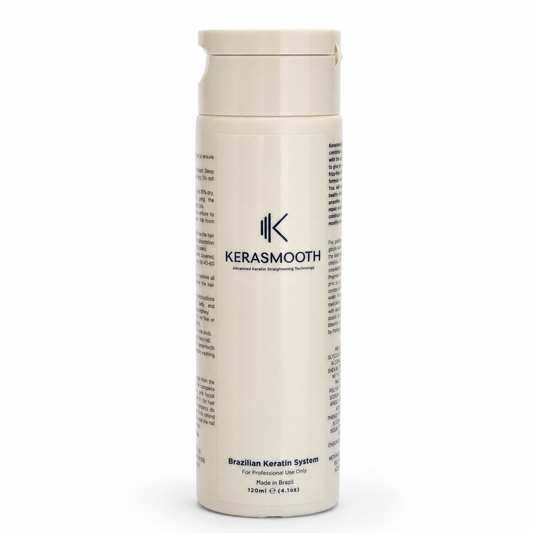 A 150ml bottle of Kerasmooth Brazilian Keratin System on a clean white background.